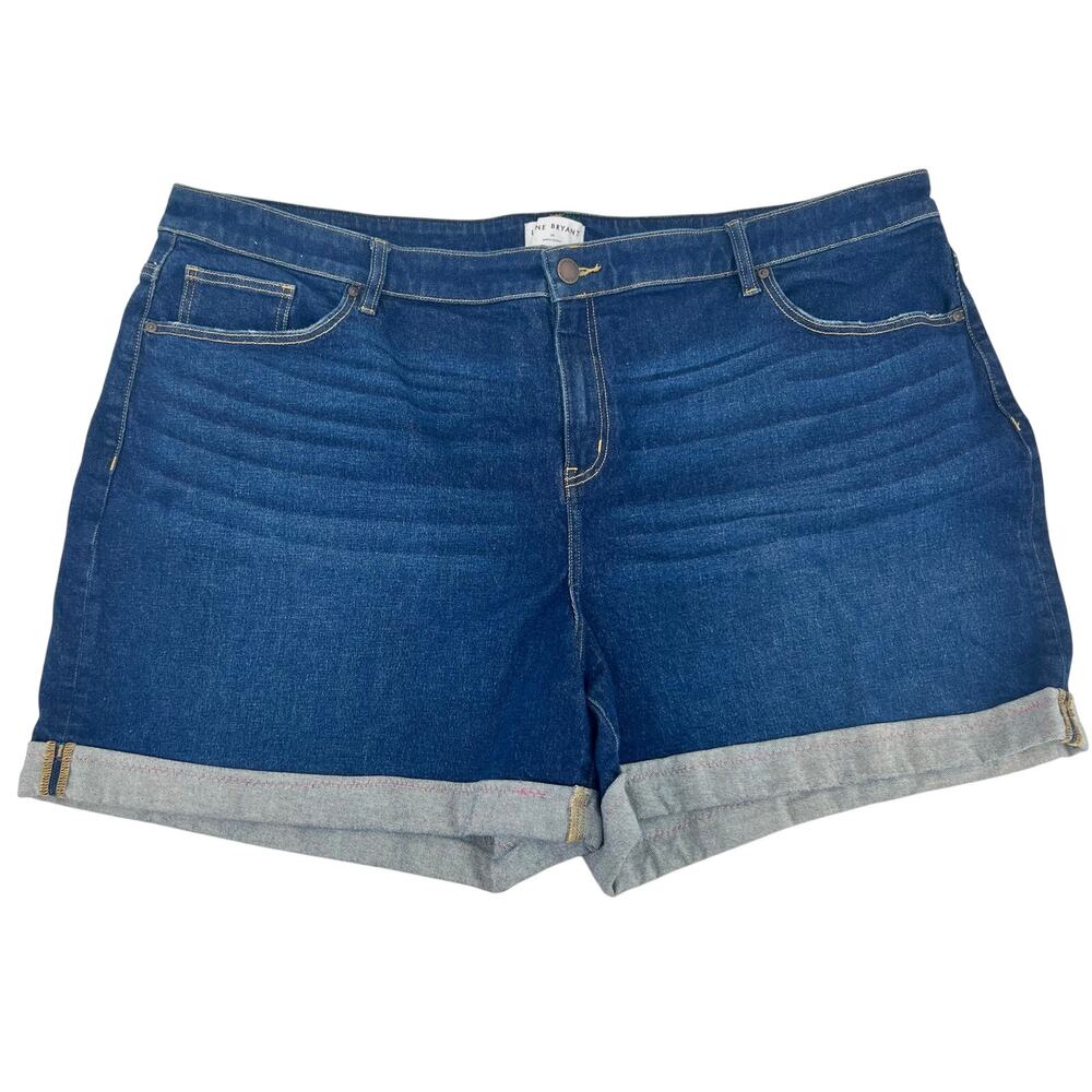 Lane Bryant plus size 28 jean shorts flex magic waistband high rise boyfriend